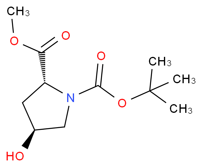 1-tert-butyl 2-methyl (2R,4S)-4-hydroxypyrrolidine-1,2-dicarboxylate_分子结构_CAS_135042-17-0