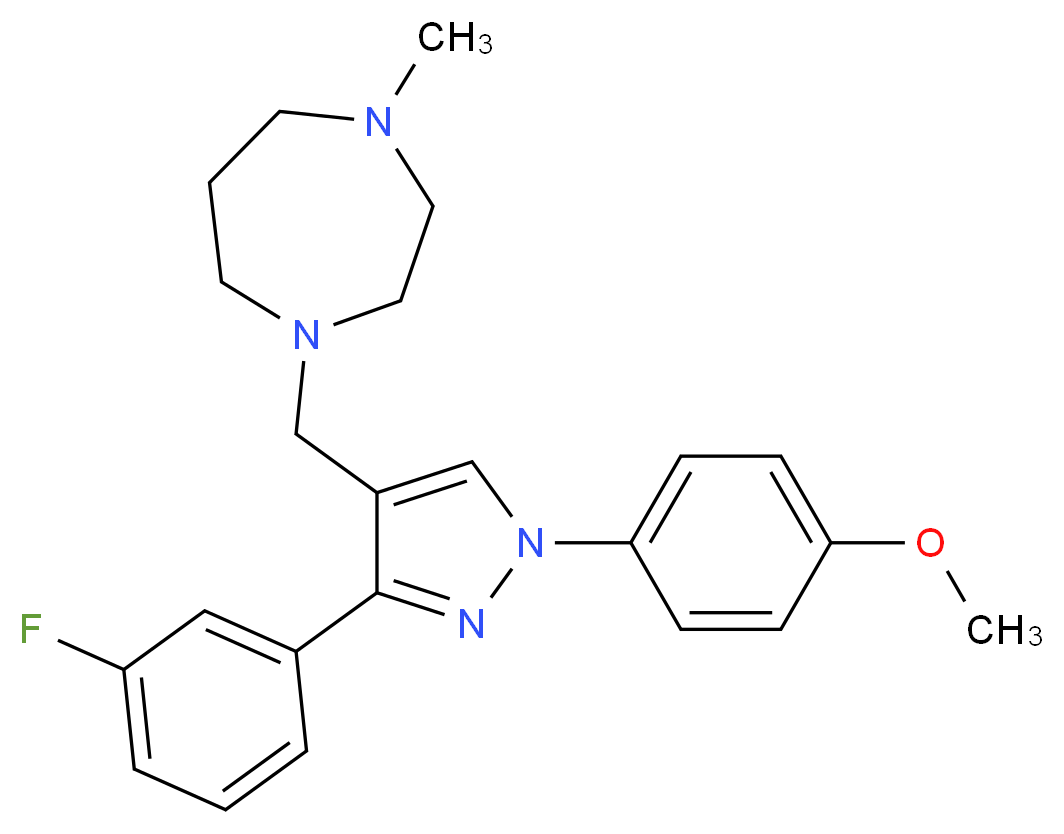 1-{[3-(3-fluorophenyl)-1-(4-methoxyphenyl)-1H-pyrazol-4-yl]methyl}-4-methyl-1,4-diazepane_分子结构_CAS_)