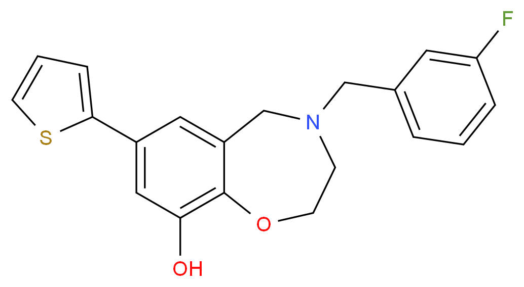 4-(3-fluorobenzyl)-7-(2-thienyl)-2,3,4,5-tetrahydro-1,4-benzoxazepin-9-ol_分子结构_CAS_)