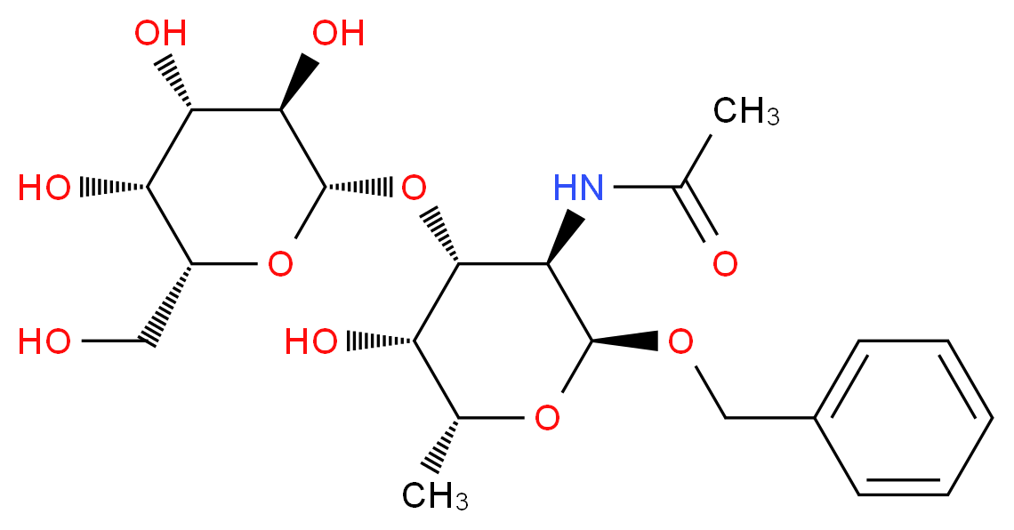 N-[(2S,3R,4R,5S,6R)-2-(benzyloxy)-5-hydroxy-6-methyl-4-{[(2R,3R,4S,5R,6R)-3,4,5-trihydroxy-6-(hydroxymethyl)oxan-2-yl]oxy}oxan-3-yl]acetamide_分子结构_CAS_141020-28-2