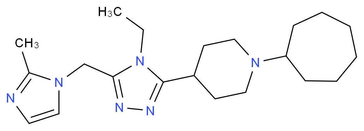 1-cycloheptyl-4-{4-ethyl-5-[(2-methyl-1H-imidazol-1-yl)methyl]-4H-1,2,4-triazol-3-yl}piperidine_分子结构_CAS_)