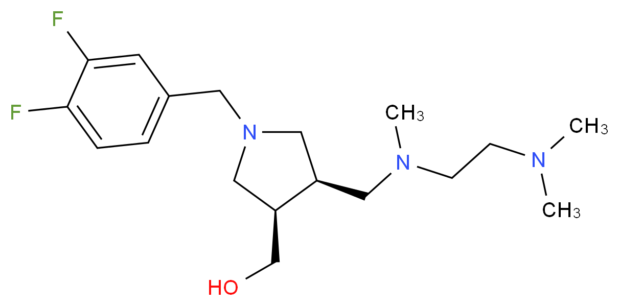 ((3R*,4R*)-1-(3,4-difluorobenzyl)-4-{[[2-(dimethylamino)ethyl](methyl)amino]methyl}pyrrolidin-3-yl)methanol_分子结构_CAS_)