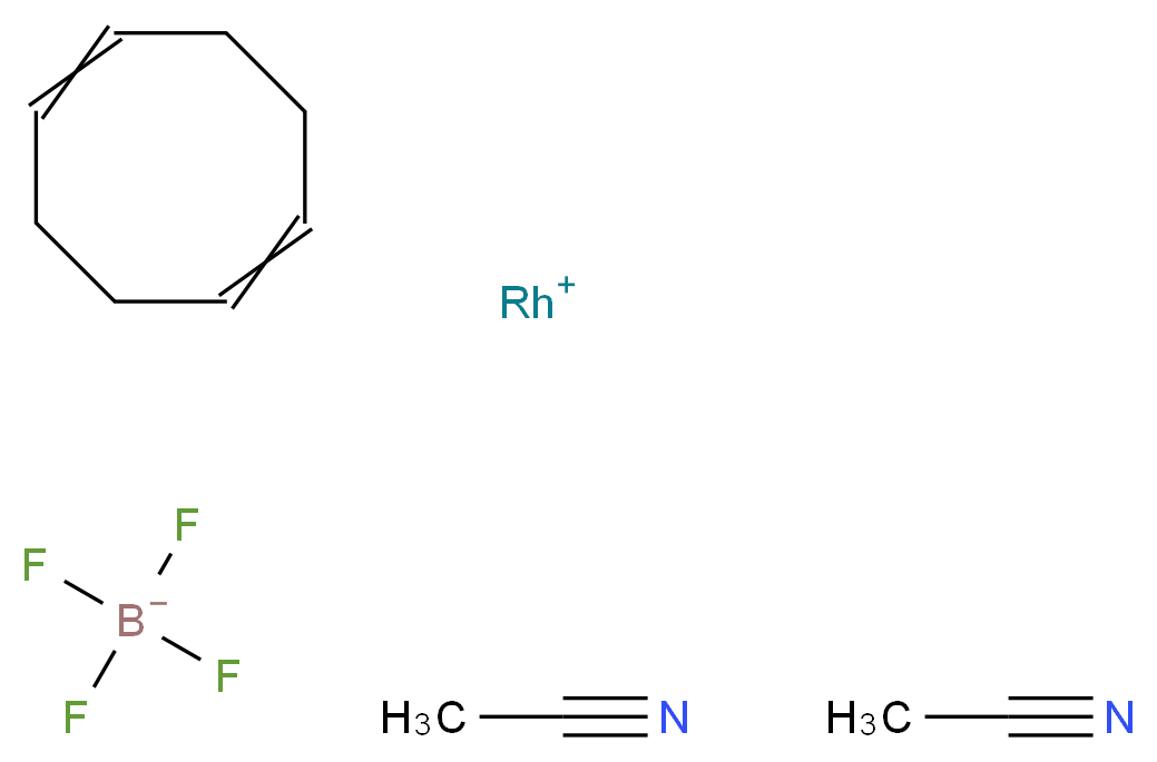 λ<sup>1</sup>-rhodium(1+) ion bis(acetonitrile) cycloocta-1,5-diene tetrafluoroboranuide_分子结构_CAS_32679-02-0