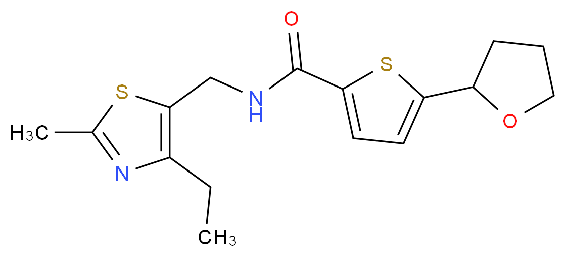 N-[(4-ethyl-2-methyl-1,3-thiazol-5-yl)methyl]-5-(tetrahydro-2-furanyl)-2-thiophenecarboxamide_分子结构_CAS_)