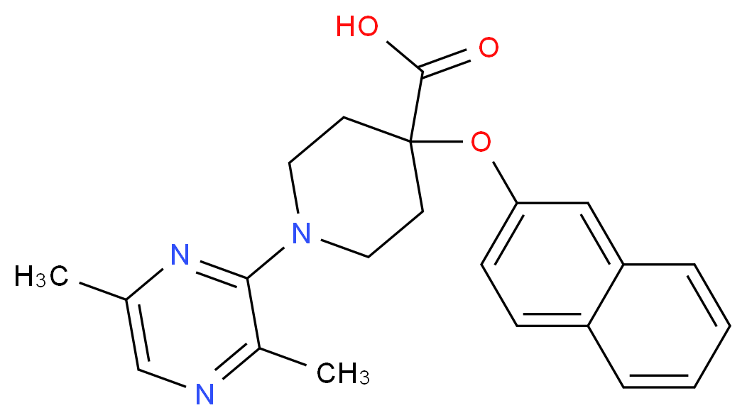 1-(3,6-dimethylpyrazin-2-yl)-4-(2-naphthyloxy)piperidine-4-carboxylic acid_分子结构_CAS_)
