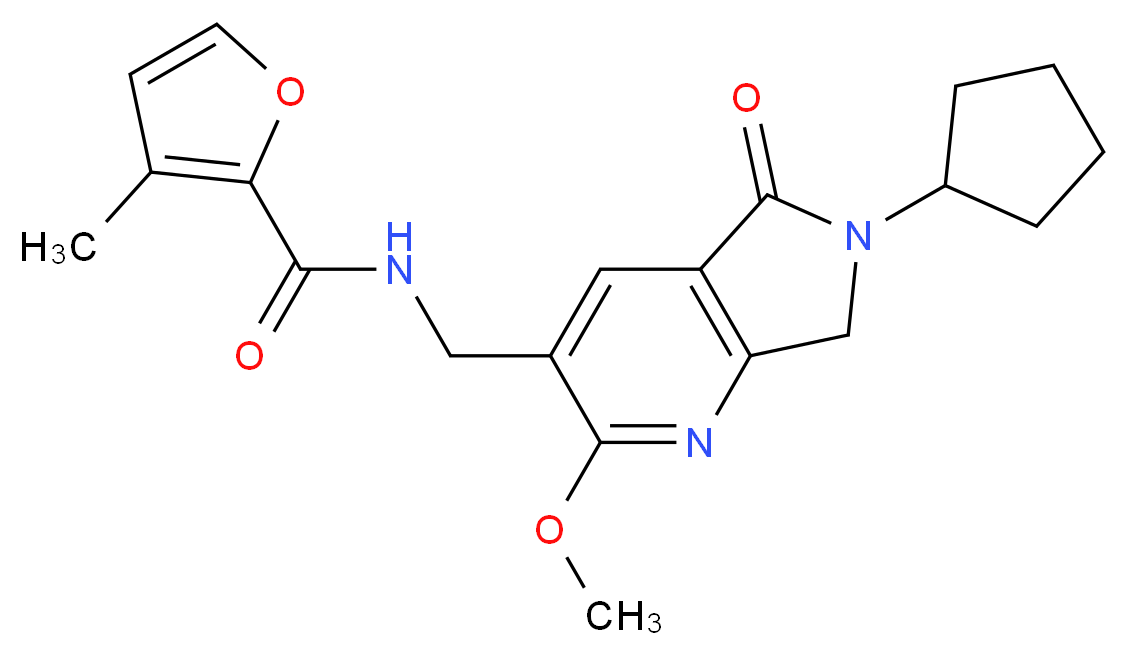 N-[(6-cyclopentyl-2-methoxy-5-oxo-6,7-dihydro-5H-pyrrolo[3,4-b]pyridin-3-yl)methyl]-3-methyl-2-furamide_分子结构_CAS_)