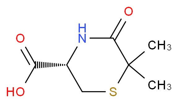 (3S)-6,6-dimethyl-5-oxothiomorpholine-3-carboxylic acid_分子结构_CAS_14226-94-9