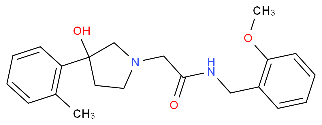 2-[3-hydroxy-3-(2-methylphenyl)pyrrolidin-1-yl]-N-(2-methoxybenzyl)acetamide_分子结构_CAS_)