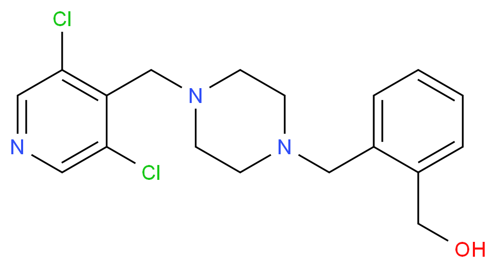 [2-({4-[(3,5-dichloropyridin-4-yl)methyl]piperazin-1-yl}methyl)phenyl]methanol_分子结构_CAS_)