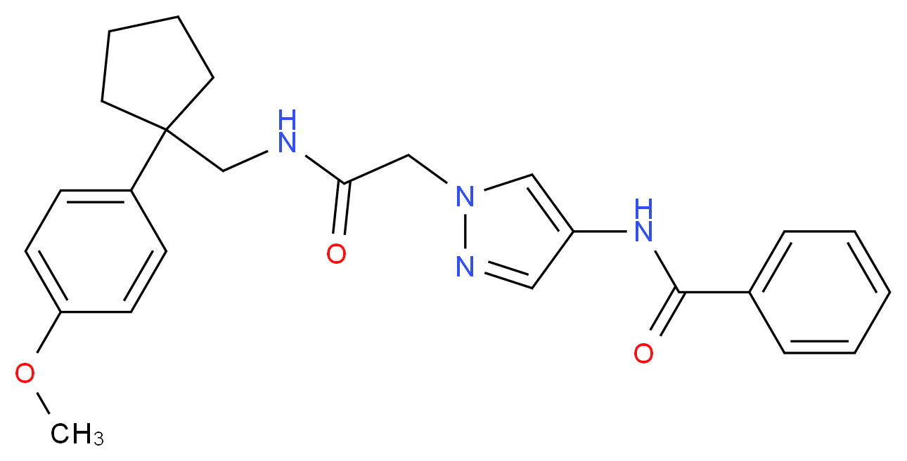 N-{1-[2-({[1-(4-methoxyphenyl)cyclopentyl]methyl}amino)-2-oxoethyl]-1H-pyrazol-4-yl}benzamide_分子结构_CAS_)