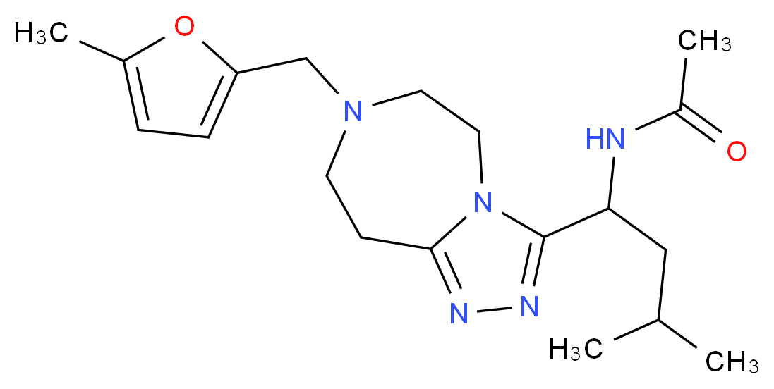 N-(3-methyl-1-{7-[(5-methyl-2-furyl)methyl]-6,7,8,9-tetrahydro-5H-[1,2,4]triazolo[4,3-d][1,4]diazepin-3-yl}butyl)acetamide_分子结构_CAS_)