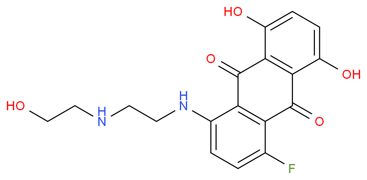 1-fluoro-5,8-dihydroxy-4-({2-[(2-hydroxyethyl)amino]ethyl}amino)-9,10-dihydroanthracene-9,10-dione_分子结构_CAS_1195810-93-5