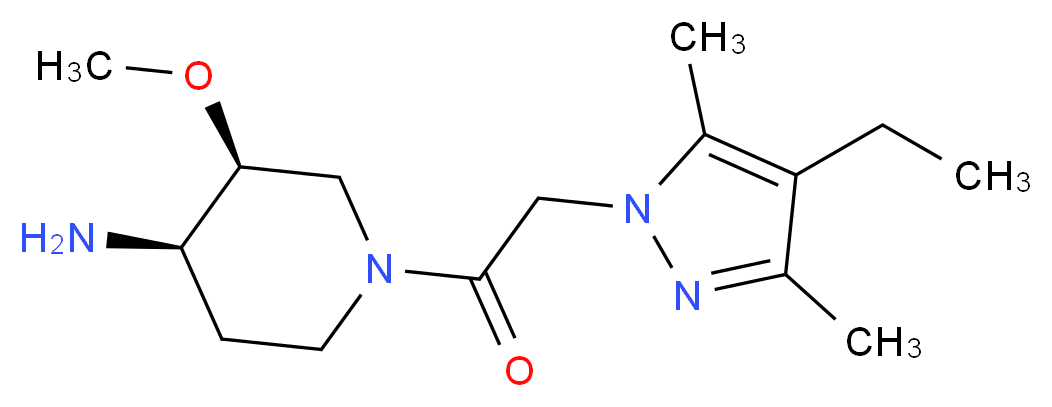 (3S*,4R*)-1-[(4-ethyl-3,5-dimethyl-1H-pyrazol-1-yl)acetyl]-3-methoxypiperidin-4-amine_分子结构_CAS_)