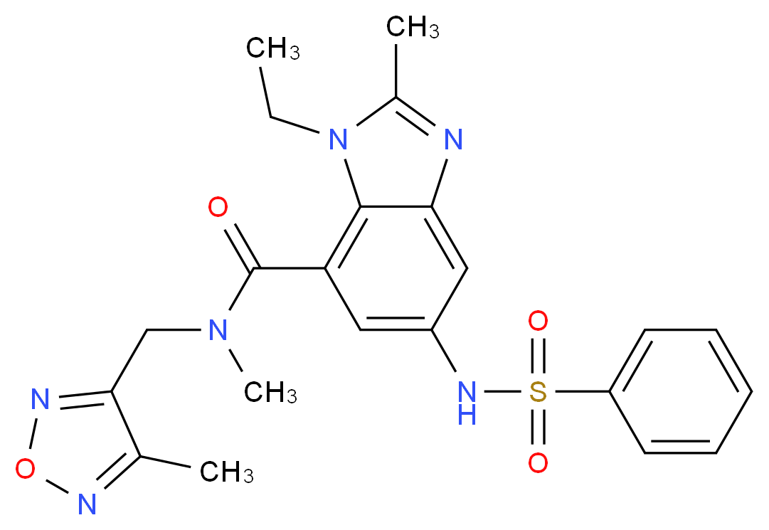 1-ethyl-N,2-dimethyl-N-[(4-methyl-1,2,5-oxadiazol-3-yl)methyl]-5-[(phenylsulfonyl)amino]-1H-benzimidazole-7-carboxamide_分子结构_CAS_)