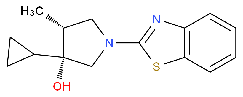 (3R*,4R*)-1-(1,3-benzothiazol-2-yl)-3-cyclopropyl-4-methylpyrrolidin-3-ol_分子结构_CAS_)