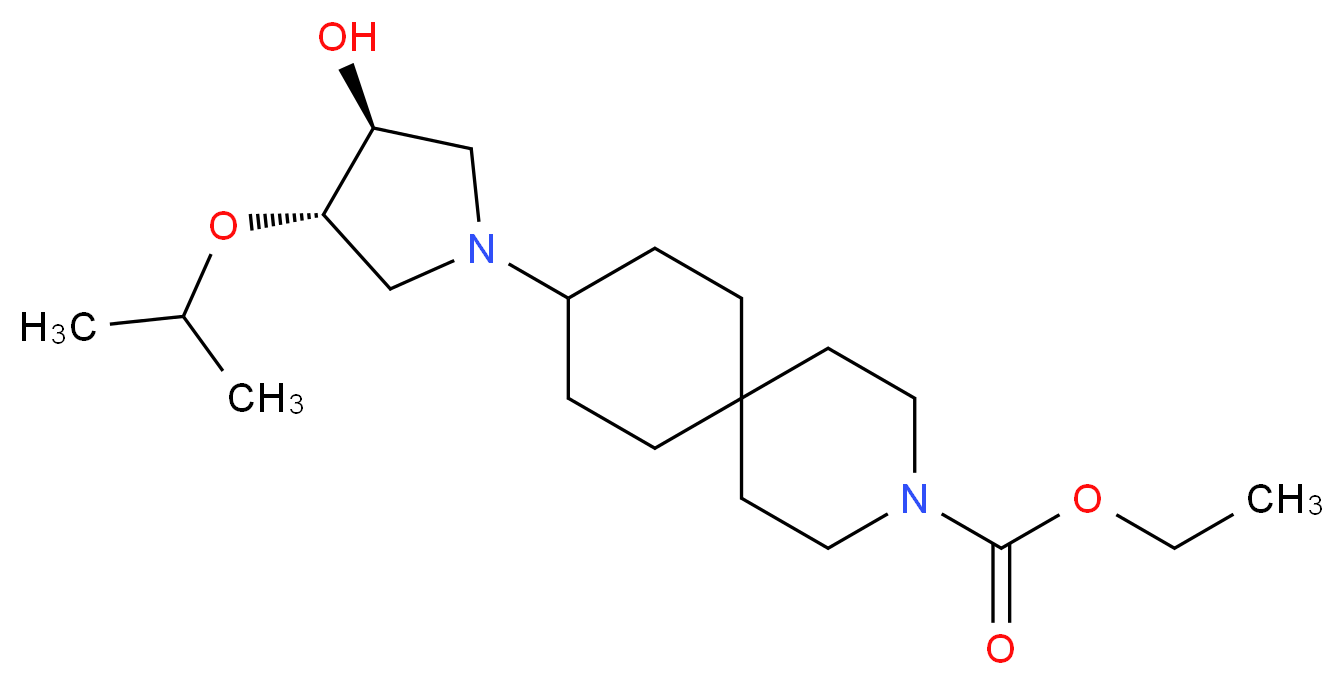 ethyl 9-[(3S*,4S*)-3-hydroxy-4-isopropoxypyrrolidin-1-yl]-3-azaspiro[5.5]undecane-3-carboxylate_分子结构_CAS_)