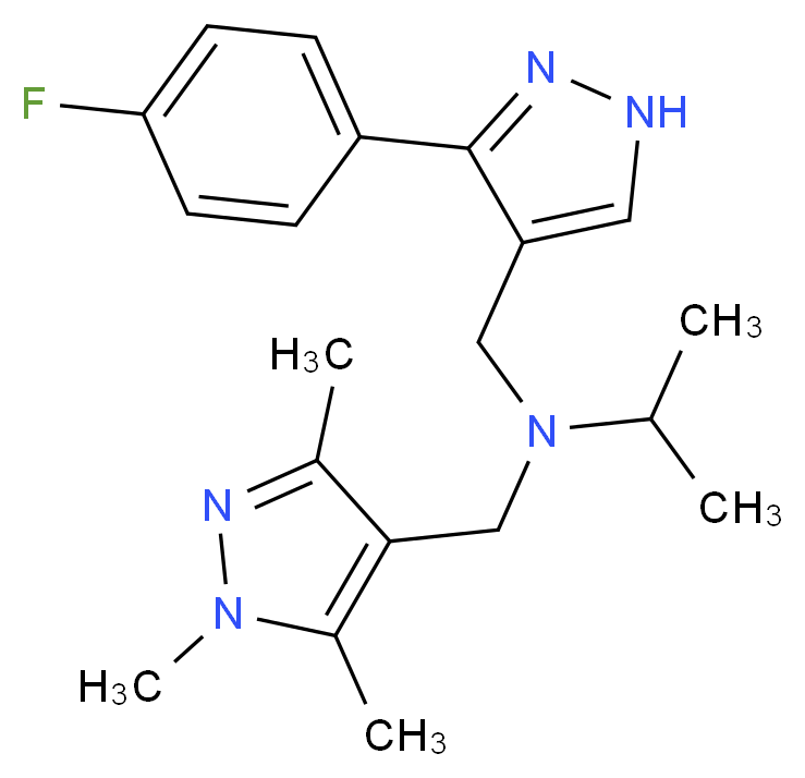 N-{[3-(4-fluorophenyl)-1H-pyrazol-4-yl]methyl}-N-[(1,3,5-trimethyl-1H-pyrazol-4-yl)methyl]propan-2-amine_分子结构_CAS_)