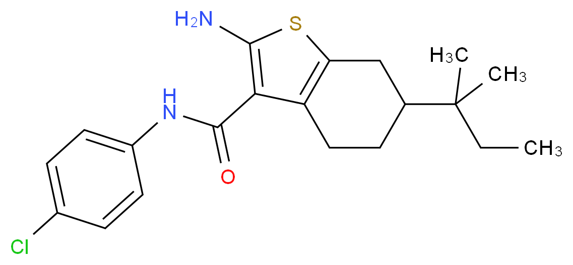 2-Amino-N-(4-chlorophenyl)-6-(1,1-dimethylpropyl)-4,5,6,7-tetrahydro-1-benzothiophene-3-carboxamide_分子结构_CAS_)