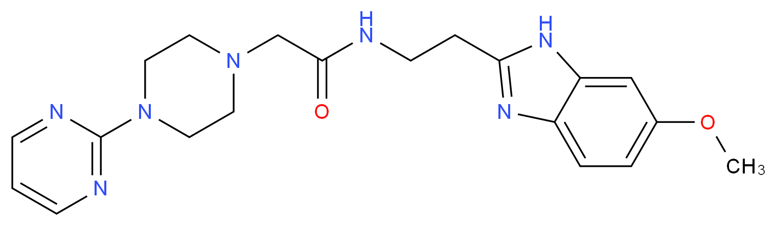N-[2-(6-methoxy-1H-benzimidazol-2-yl)ethyl]-2-[4-(2-pyrimidinyl)-1-piperazinyl]acetamide_分子结构_CAS_)