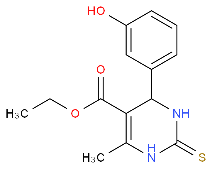 ethyl 4-(3-hydroxyphenyl)-6-methyl-2-sulfanylidene-1,2,3,4-tetrahydropyrimidine-5-carboxylate_分子结构_CAS_254753-54-3