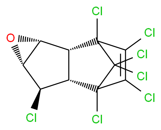 (2R,3R,5R,6R,7S)-1,6,8,9,10,11,11-heptachloro-4-oxatetracyclo[6.2.1.0<sup>2</sup>,<sup>7</sup>.0<sup>3</sup>,<sup>5</sup>]undec-9-ene_分子结构_CAS_28044-83-9