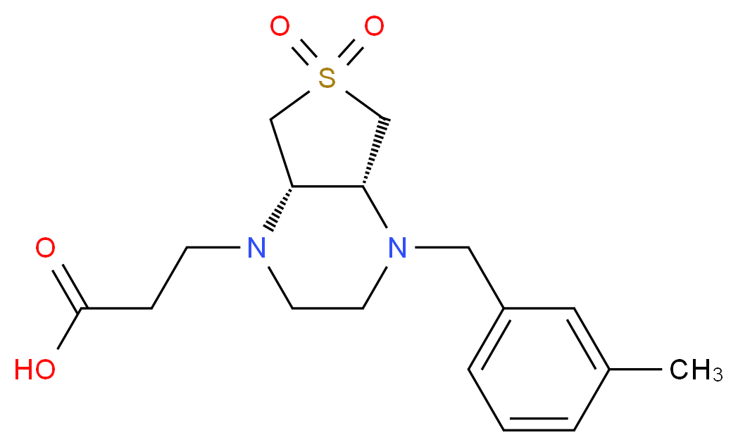 3-[(4aR*,7aS*)-4-(3-methylbenzyl)-6,6-dioxidohexahydrothieno[3,4-b]pyrazin-1(2H)-yl]propanoic acid_分子结构_CAS_)
