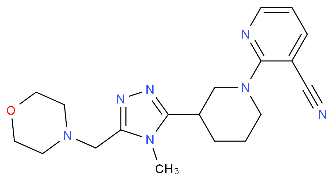 2-{3-[4-methyl-5-(morpholin-4-ylmethyl)-4H-1,2,4-triazol-3-yl]piperidin-1-yl}nicotinonitrile_分子结构_CAS_)