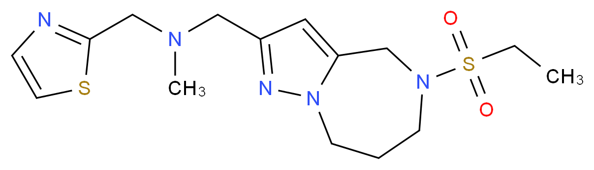 1-[5-(ethylsulfonyl)-5,6,7,8-tetrahydro-4H-pyrazolo[1,5-a][1,4]diazepin-2-yl]-N-methyl-N-(1,3-thiazol-2-ylmethyl)methanamine_分子结构_CAS_)