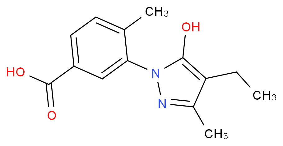 3-(4-Ethyl-5-hydroxy-3-methyl-pyrazol-1-yl)-4-methyl-benzoic acid_分子结构_CAS_)