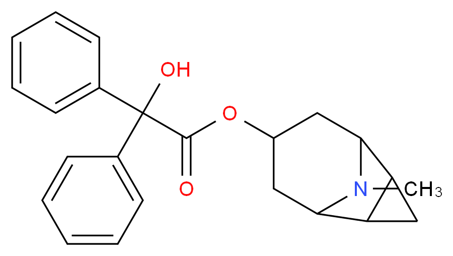 9-methyl-9-azatricyclo[3.3.1.0<sup>2</sup>,<sup>4</sup>]nonan-7-yl 2-hydroxy-2,2-diphenylacetate_分子结构_CAS_575463-96-6