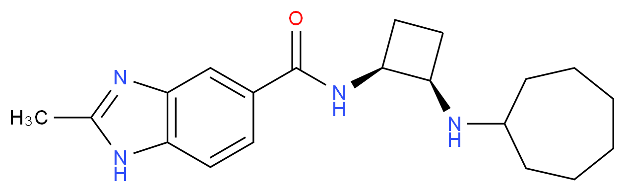 N-[(1S*,2R*)-2-(cycloheptylamino)cyclobutyl]-2-methyl-1H-benzimidazole-5-carboxamide_分子结构_CAS_)