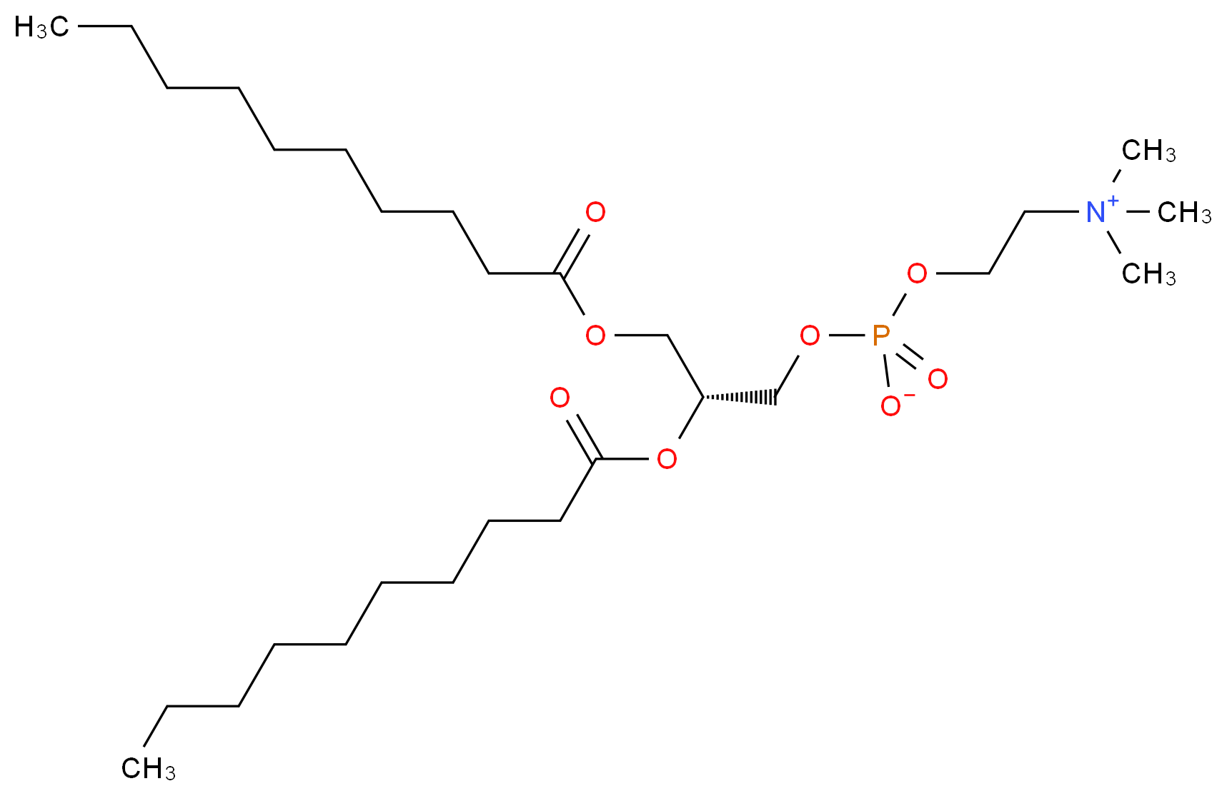 (2-{[(2R)-2,3-bis(decanoyloxy)propyl phosphonato]oxy}ethyl)trimethylazanium_分子结构_CAS_3436-44-0