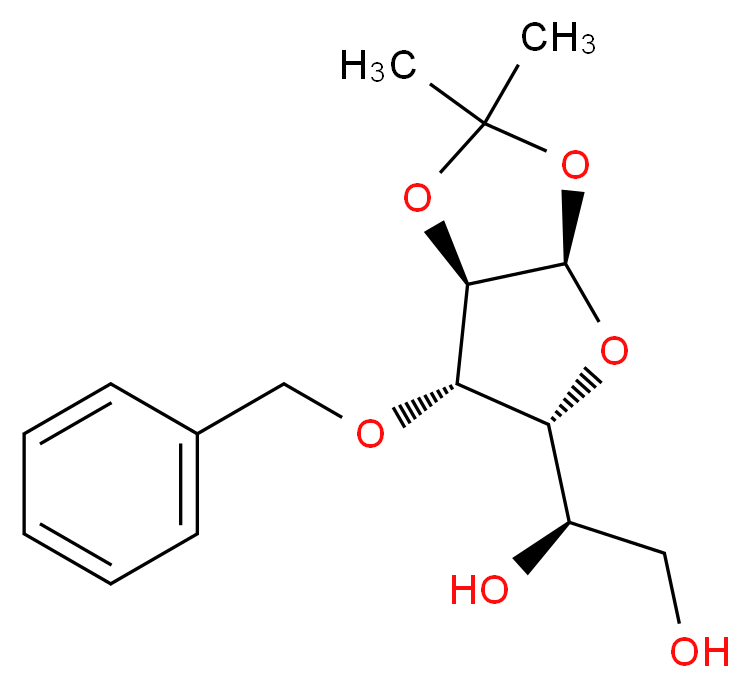 (1R)-1-[(3aR,5R,6S,6aR)-6-(benzyloxy)-2,2-dimethyl-tetrahydro-2H-furo[2,3-d][1,3]dioxol-5-yl]ethane-1,2-diol_分子结构_CAS_22529-61-9