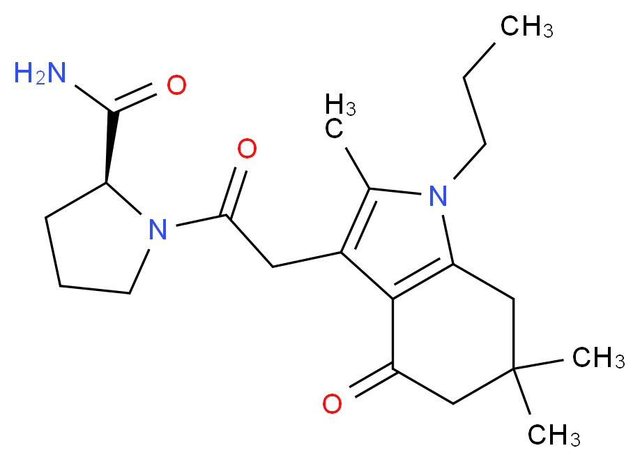 1-[(2,6,6-trimethyl-4-oxo-1-propyl-4,5,6,7-tetrahydro-1H-indol-3-yl)acetyl]-L-prolinamide_分子结构_CAS_)