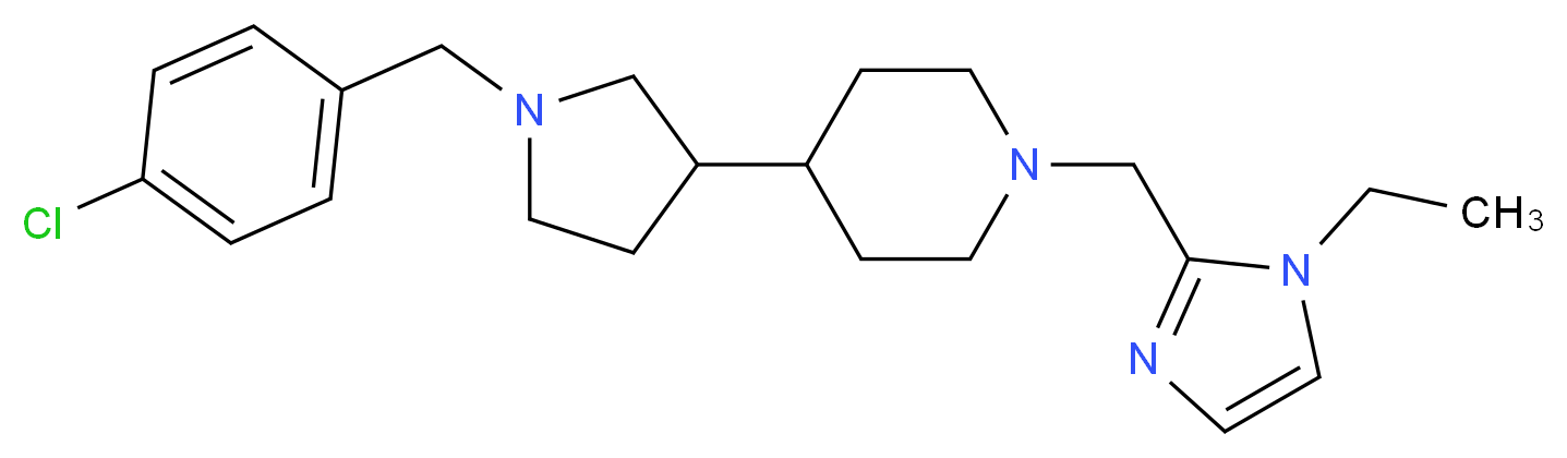 4-[1-(4-chlorobenzyl)-3-pyrrolidinyl]-1-[(1-ethyl-1H-imidazol-2-yl)methyl]piperidine_分子结构_CAS_)
