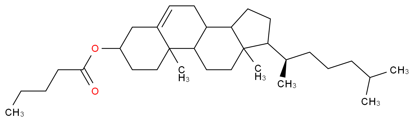 2,15-dimethyl-14-[(2R)-6-methylheptan-2-yl]tetracyclo[8.7.0.0<sup>2</sup>,<sup>7</sup>.0<sup>1</sup><sup>1</sup>,<sup>1</sup><sup>5</sup>]heptadec-7-en-5-yl pentanoate_分子结构_CAS_7726-03-6