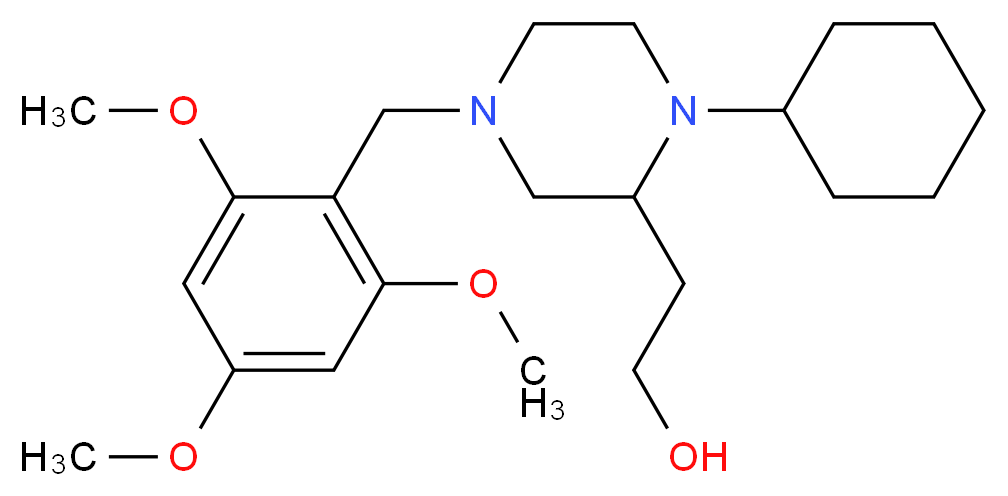 2-[1-cyclohexyl-4-(2,4,6-trimethoxybenzyl)-2-piperazinyl]ethanol_分子结构_CAS_)