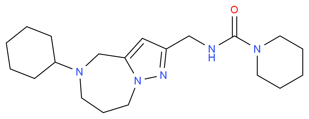 N-[(5-cyclohexyl-5,6,7,8-tetrahydro-4H-pyrazolo[1,5-a][1,4]diazepin-2-yl)methyl]piperidine-1-carboxamide_分子结构_CAS_)