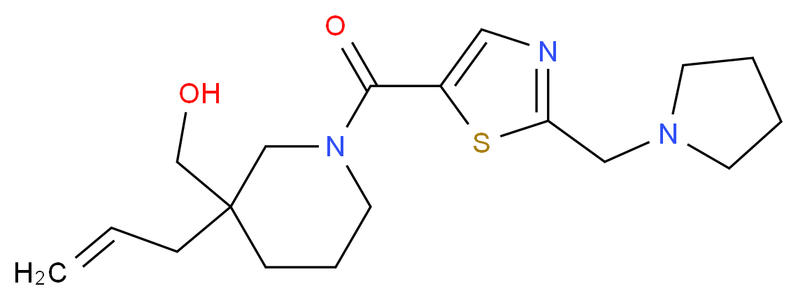 (3-allyl-1-{[2-(1-pyrrolidinylmethyl)-1,3-thiazol-5-yl]carbonyl}-3-piperidinyl)methanol_分子结构_CAS_)