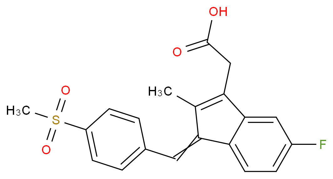 2-{5-fluoro-1-[(4-methanesulfonylphenyl)methylidene]-2-methyl-1H-inden-3-yl}acetic acid_分子结构_CAS_59864-04-9