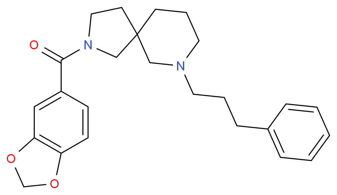 2-(1,3-benzodioxol-5-ylcarbonyl)-7-(3-phenylpropyl)-2,7-diazaspiro[4.5]decane_分子结构_CAS_)