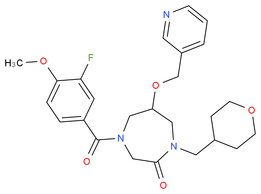 4-(3-fluoro-4-methoxybenzoyl)-6-(3-pyridinylmethoxy)-1-(tetrahydro-2H-pyran-4-ylmethyl)-1,4-diazepan-2-one_分子结构_CAS_)