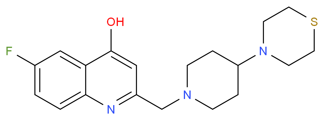 6-fluoro-2-[(4-thiomorpholin-4-ylpiperidin-1-yl)methyl]quinolin-4-ol_分子结构_CAS_)
