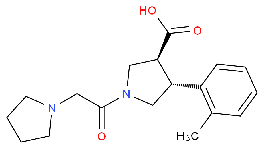 (3S*,4R*)-4-(2-methylphenyl)-1-(pyrrolidin-1-ylacetyl)pyrrolidine-3-carboxylic acid_分子结构_CAS_)