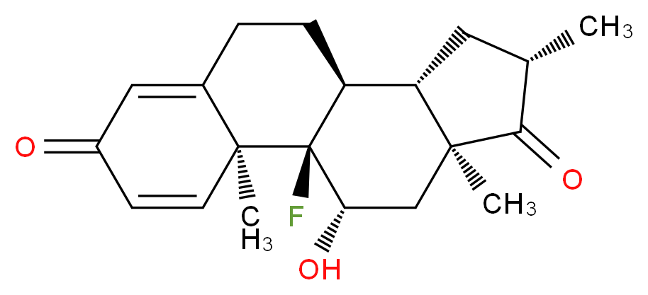 (1R,2S,10S,11S,13S,15S,17S)-1-fluoro-17-hydroxy-2,13,15-trimethyltetracyclo[8.7.0.0<sup>2</sup>,<sup>7</sup>.0<sup>1</sup><sup>1</sup>,<sup>1</sup><sup>5</sup>]heptadeca-3,6-diene-5,14-dione_分子结构_CAS_3109-01-1