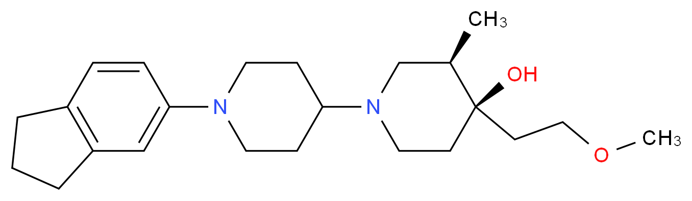 (3R*,4R*)-1'-(2,3-dihydro-1H-inden-5-yl)-4-(2-methoxyethyl)-3-methyl-1,4'-bipiperidin-4-ol_分子结构_CAS_)