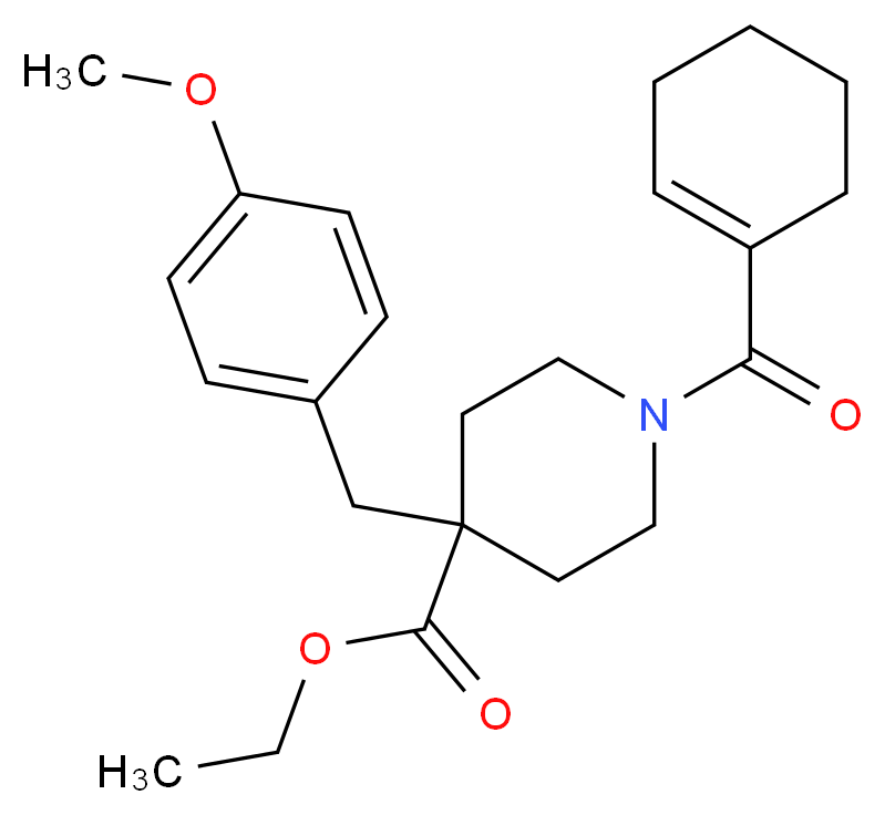 ethyl 1-(1-cyclohexen-1-ylcarbonyl)-4-(4-methoxybenzyl)-4-piperidinecarboxylate_分子结构_CAS_)