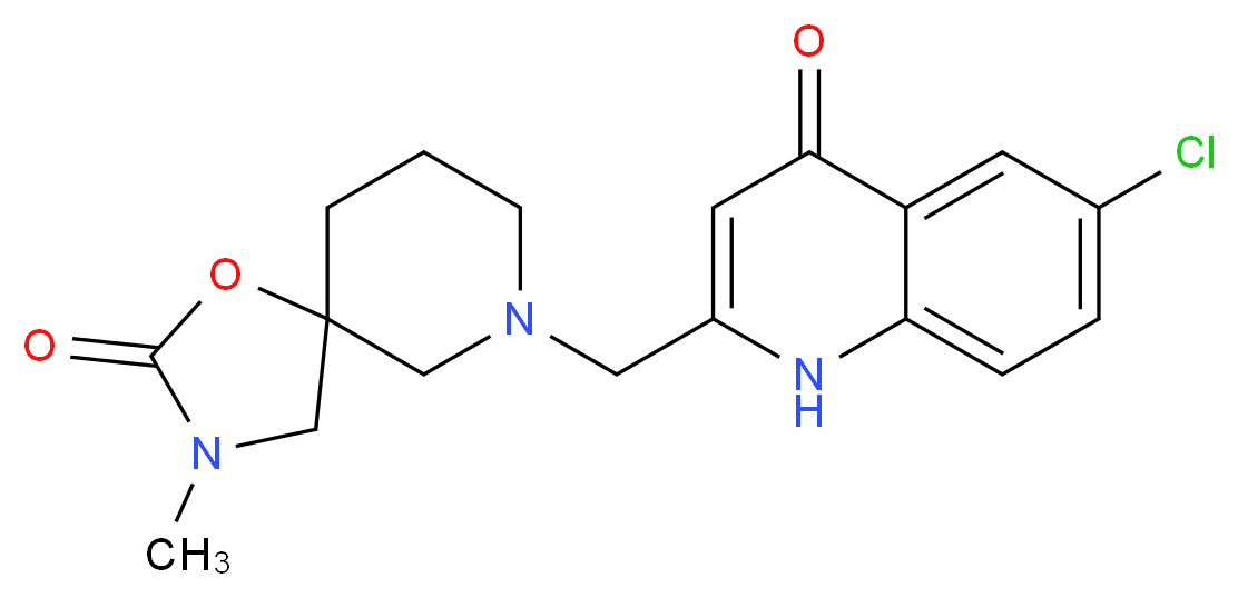 6-chloro-2-[(3-methyl-2-oxo-1-oxa-3,7-diazaspiro[4.5]dec-7-yl)methyl]-4(1H)-quinolinone_分子结构_CAS_)