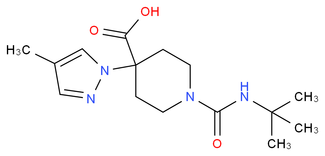 1-[(tert-butylamino)carbonyl]-4-(4-methyl-1H-pyrazol-1-yl)piperidine-4-carboxylic acid_分子结构_CAS_)