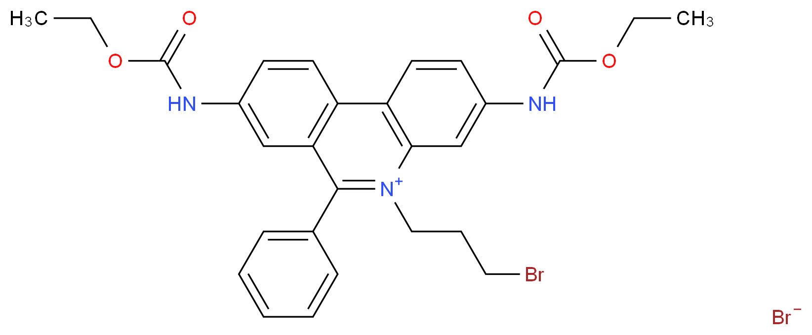 5-(3-bromopropyl)-3,8-bis[(ethoxycarbonyl)amino]-6-phenylphenanthridin-5-ium bromide_分子结构_CAS_62113-49-9